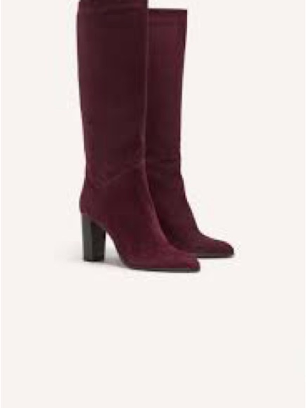 ba&sh Burgundy Suede Knee-High Block Heel Boots